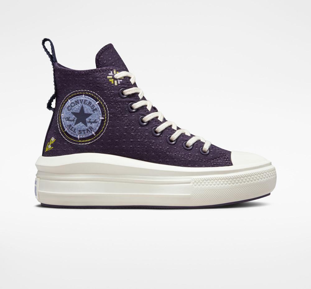 Converse Chuck Taylor All Star Move Autumn Embroidery High Top Platform Skor Dam Gröna Mörk | 296075HDU