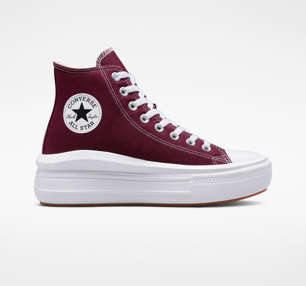 Converse Chuck Taylor All Star Move High Top Platform Skor Dam Vinröda Mörkvita Vita | 341860ZMI