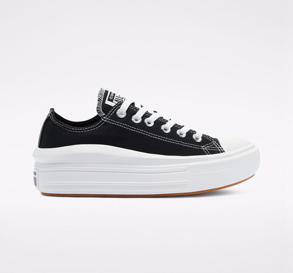 Converse Chuck Taylor All Star Move Low Top Platform Skor Dam Svarta Vita Vita | 140759GRL