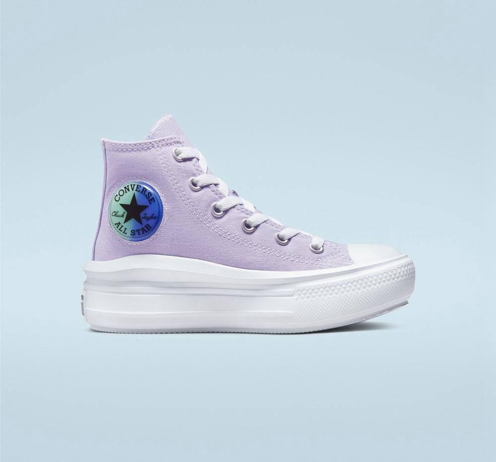 Converse Chuck Taylor All Star Move Platform Gel Patch Little Kids Höga Tjej Lila Kungsblått | 095247APK