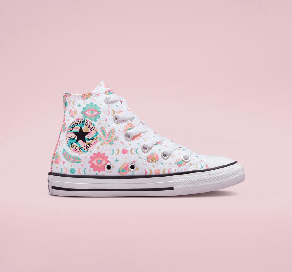 Converse Chuck Taylor All Star Mystic Gems Little Kids Höga Tjej Vita Rosa Korall | 157960GSD