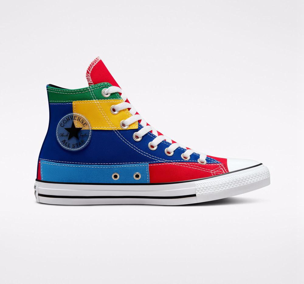 Converse Chuck Taylor All Star Patchwork Unisex Höga Dam Röda Blå | 372560LNK