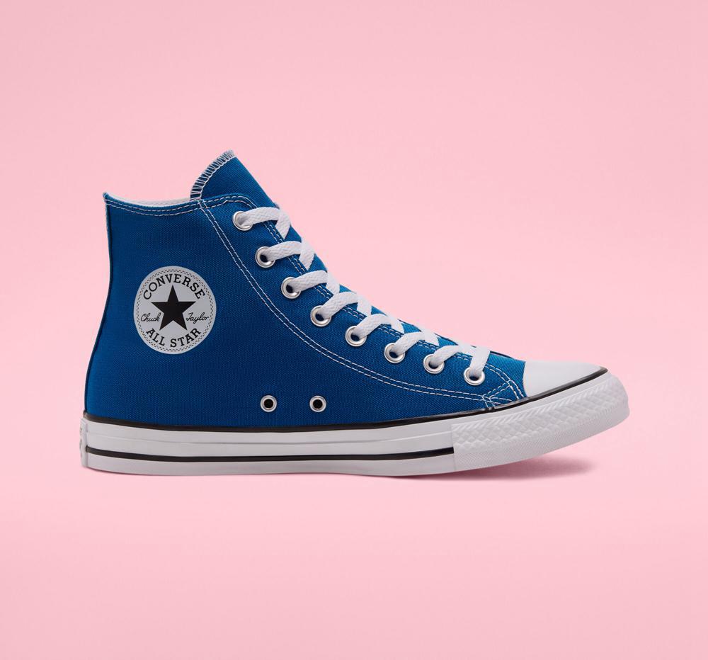 Converse Chuck Taylor All Star Seasonal Color Unisex Höga Herr Blå Vita Vita | 241953YFT