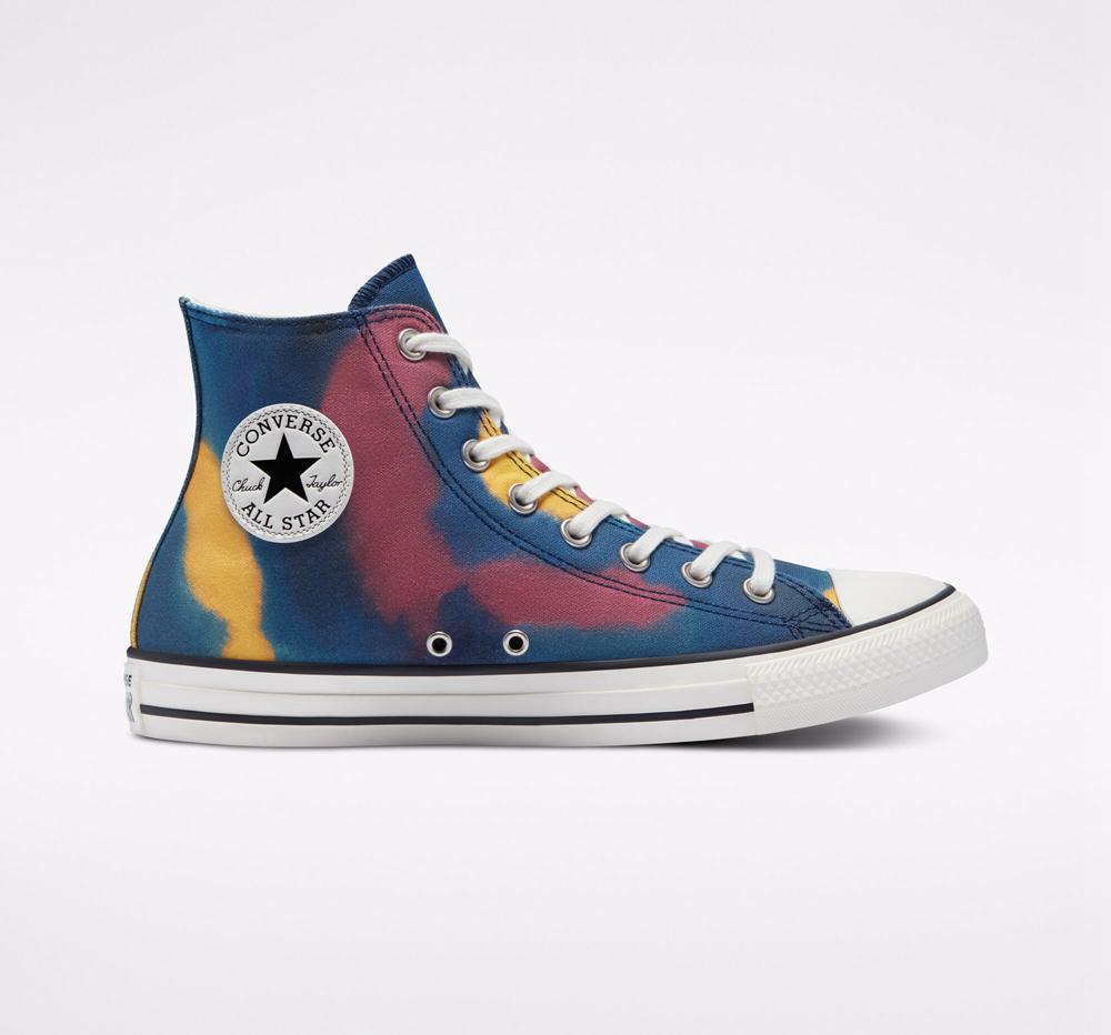 Converse Chuck Taylor All Star Tie Dye Unisex Höga Herr Blå | 062837IDV