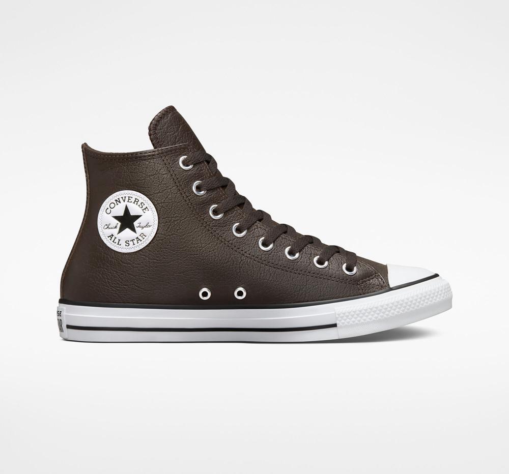 Converse Chuck Taylor All Star Tumbled Läder Unisex Höga Herr Bruna Vita Svarta | 460528NLS