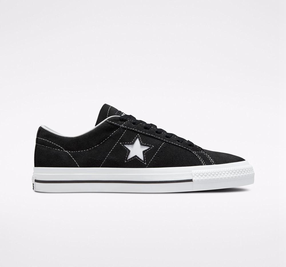 Converse Cons One Star Pro Mocka Skate Låga Herr Svarta Svarta Vita | 894310HNP
