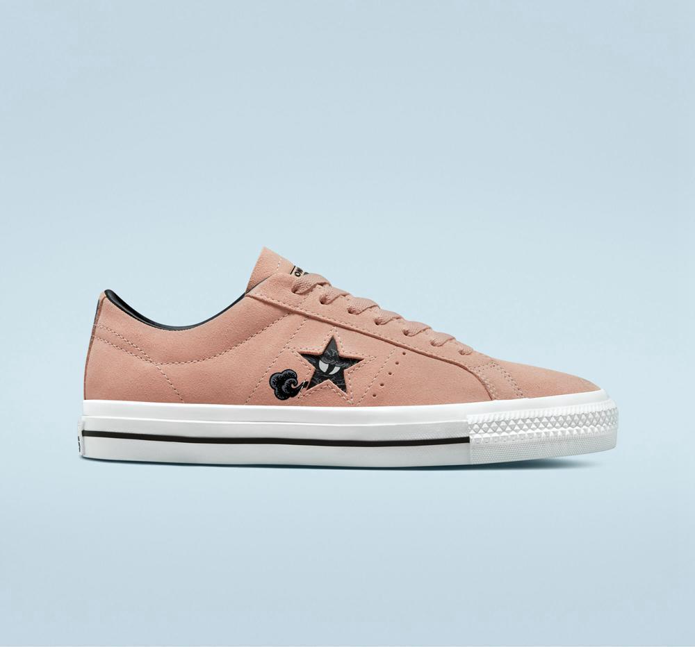 Converse Cons One Star Pro Tattoo Art Skate Låga Herr Rosa Vita Svarta | 410367ZAC