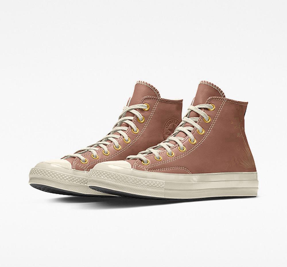 Converse Custom Chuck 70 Läder By You Unisex Höga Herr Bruna | 389726VRT