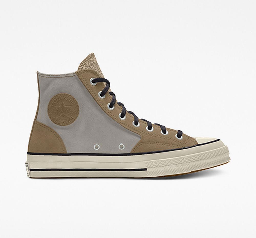 Converse Custom Chuck 70 Mocka By You Unisex Höga Herr Gröna Bruna | 570693TPO