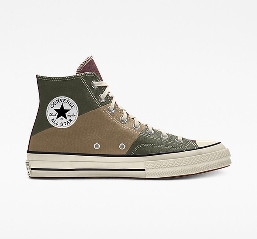 Converse Custom Chuck 70 Patchwork By You Unisex Höga Herr Khaki | 049782LYF