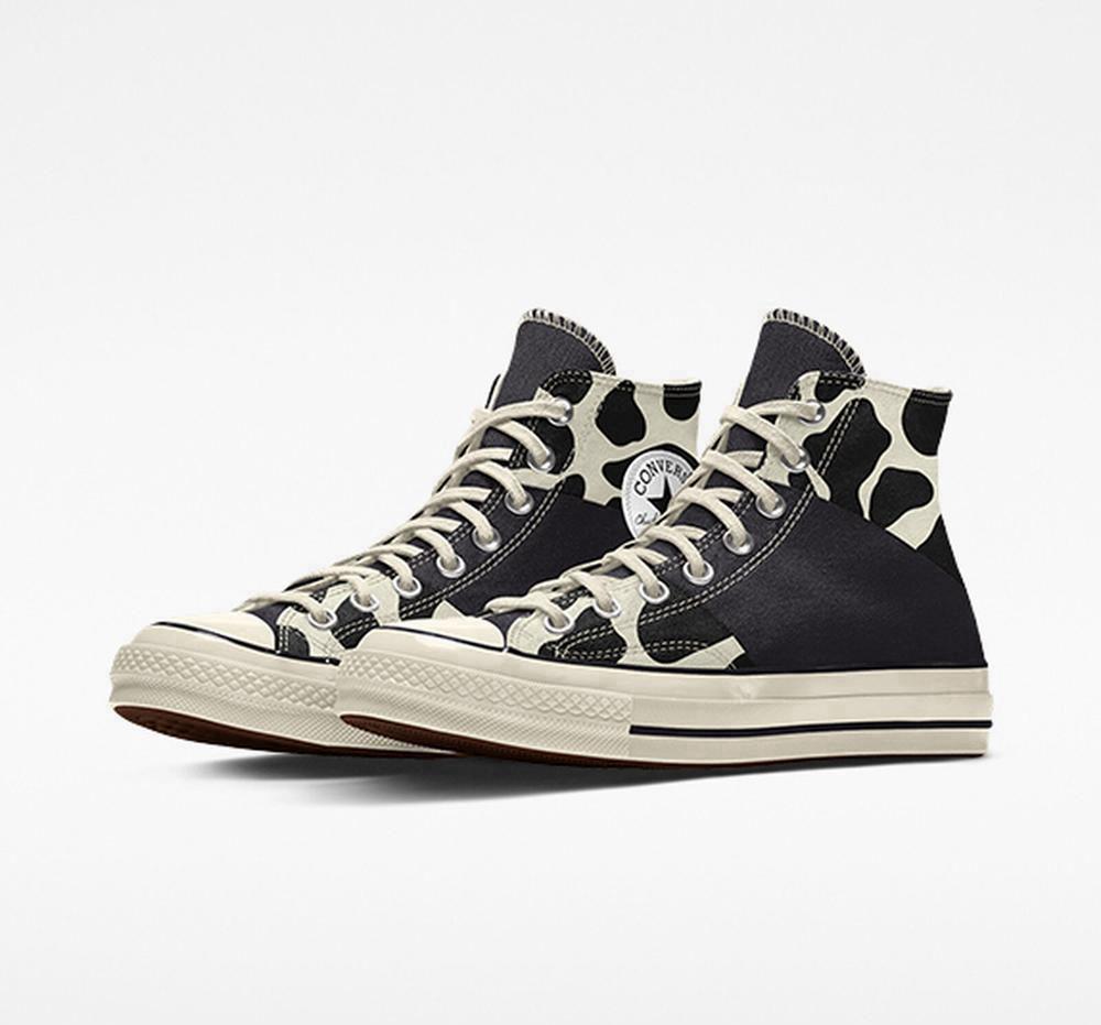 Converse Custom Chuck 70 Patchwork By You Unisex Höga Herr Blackcow | 607945PSI