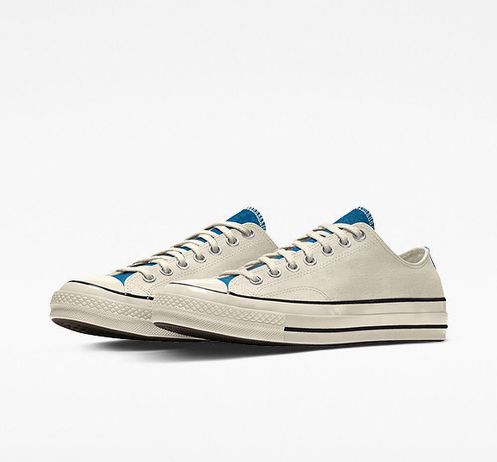 Converse Custom Chuck 70 Vintage Canvas By You Unisex Låga Herr Vita Blå | 408735PON