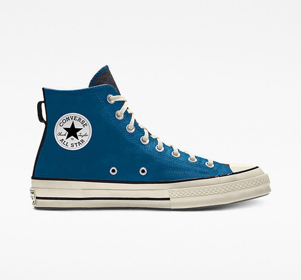Converse Custom Chuck 70 Vintage Canvas By You Unisex Höga Dam Marinablue | 718436NSL