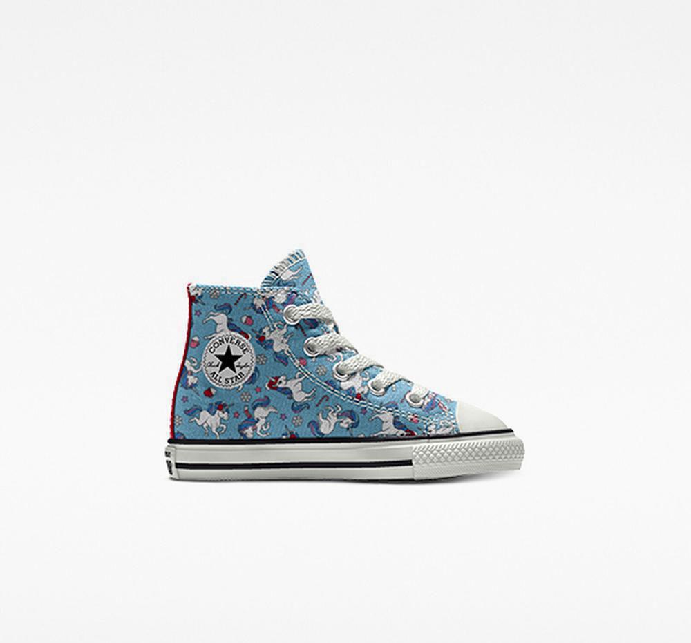 Converse Custom Chuck Taylor All Star By You Toddler Höga Tjej Blå | 068459BUH