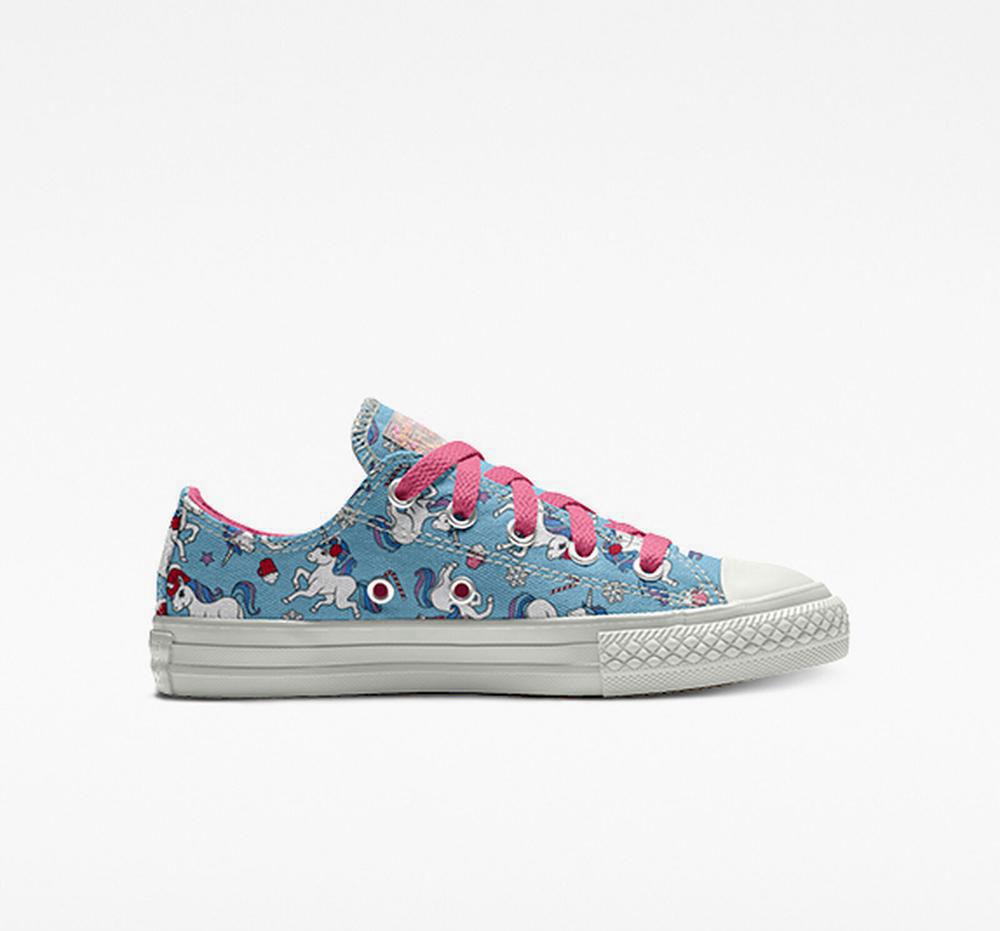 Converse Custom Chuck Taylor All Star By You Little Kids Låga Tjej Blå | 321765VGS