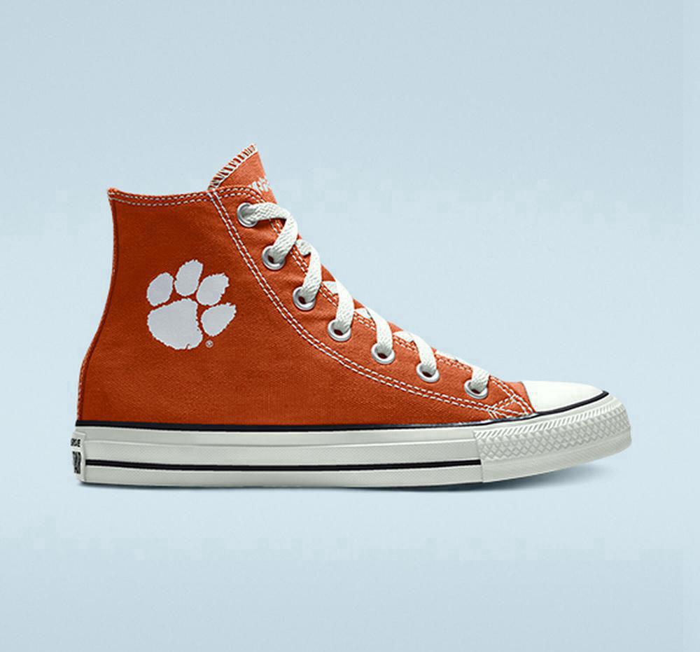Converse Custom Chuck Taylor All Star Clemson University Tigers By You Unisex Höga Herr Orange | 175389KZL