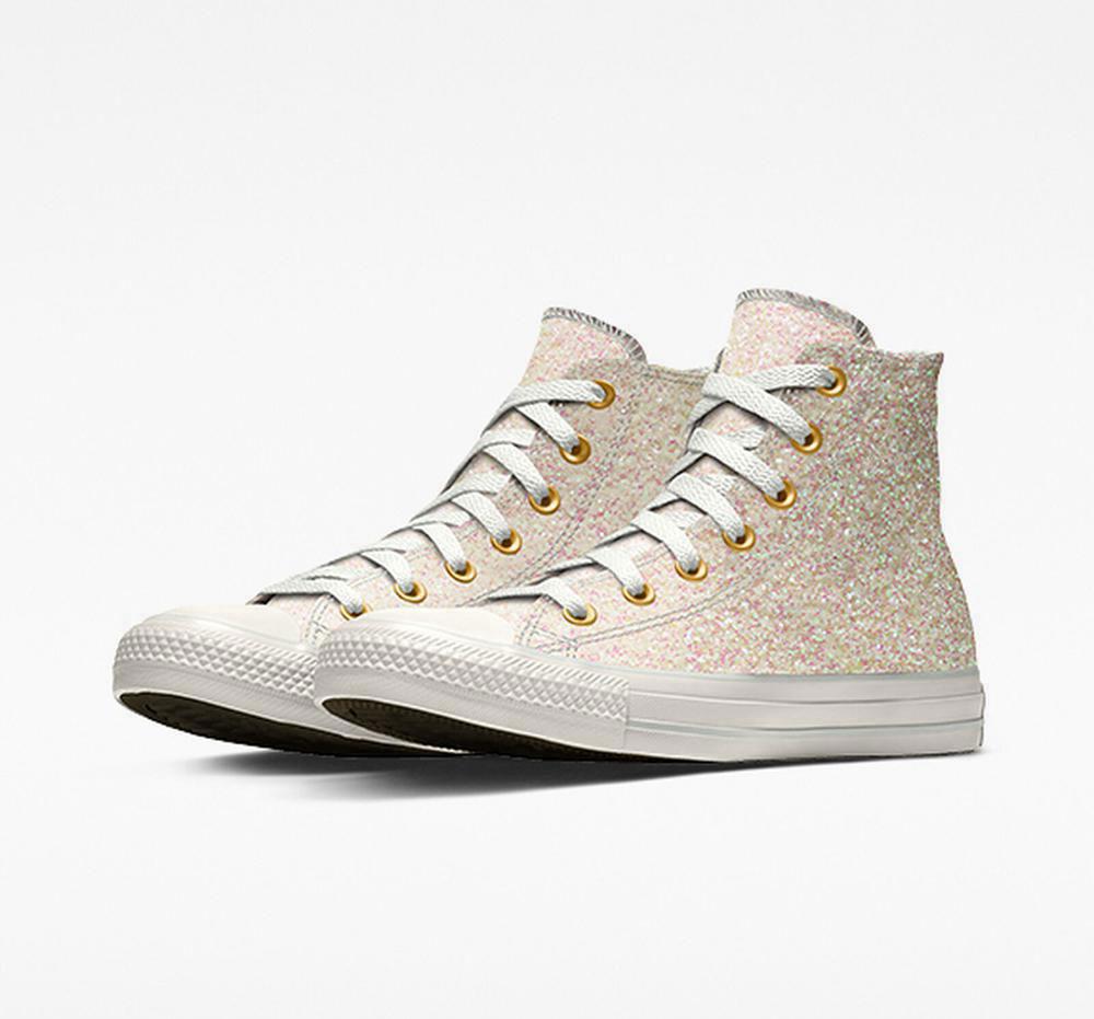 Converse Custom Chuck Taylor All Star Glitter By You Unisex Höga Dam Vita | 102358YUI