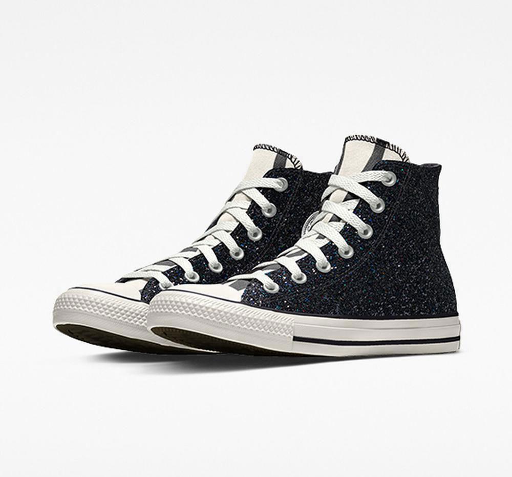Converse Custom Chuck Taylor All Star Glitter By You Unisex Höga Dam Blackzebra | 913407BPU