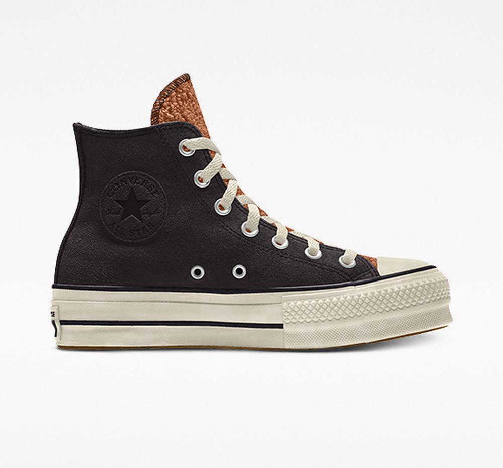 Converse Custom Chuck Taylor All Star Lift Mocka By You Unisex High Top Platform Skor Dam Svarta | 160987OWE