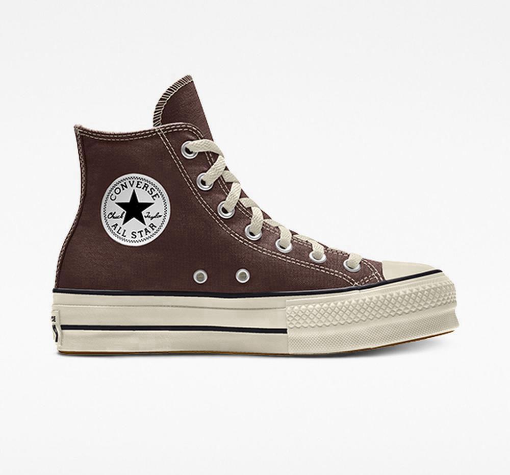 Converse Custom Chuck Taylor All Star Lift Canvas By You Unisex High Top Platform Skor Dam Bruna | 368910NXY