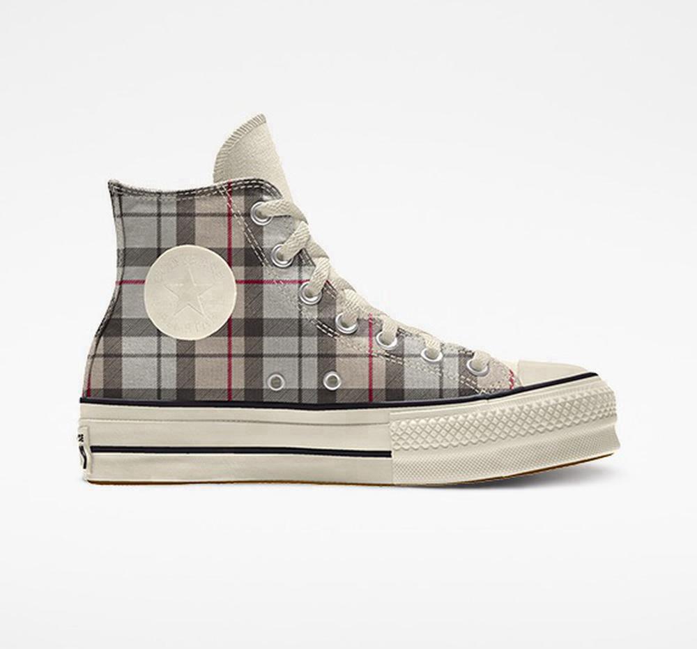 Converse Custom Chuck Taylor All Star Lift Canvas By You Unisex High Top Platform Skor Dam Grå | 487695VCL