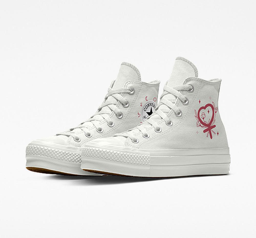 Converse Custom Chuck Taylor All Star Lift Planets By You Unisex High Top Platform Skor Dam Vita | 583097IMR