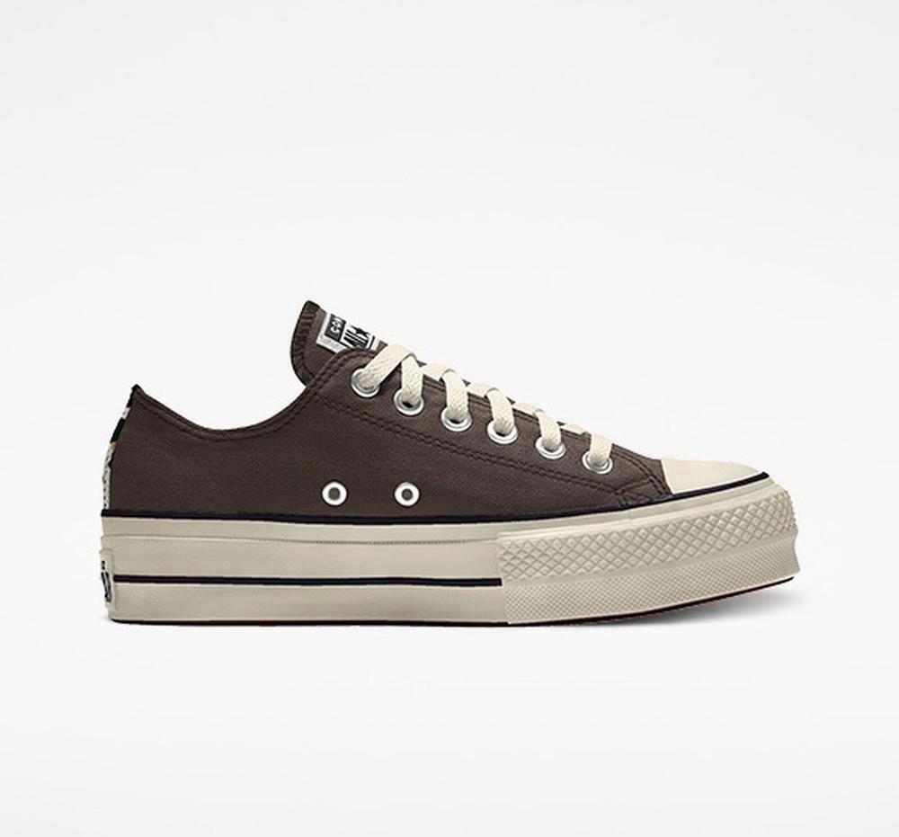 Converse Custom Chuck Taylor All Star Lift Canvas By You Unisex Low Top Platform Skor Dam Bruna | 628439VRP