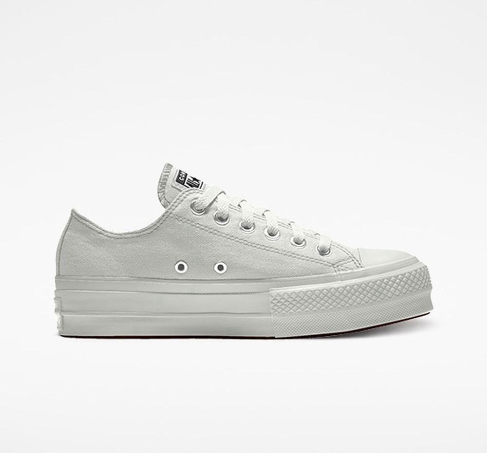 Converse Custom Chuck Taylor All Star Lift Canvas By You Unisex Low Top Platform Skor Dam Grå | 652987RGW