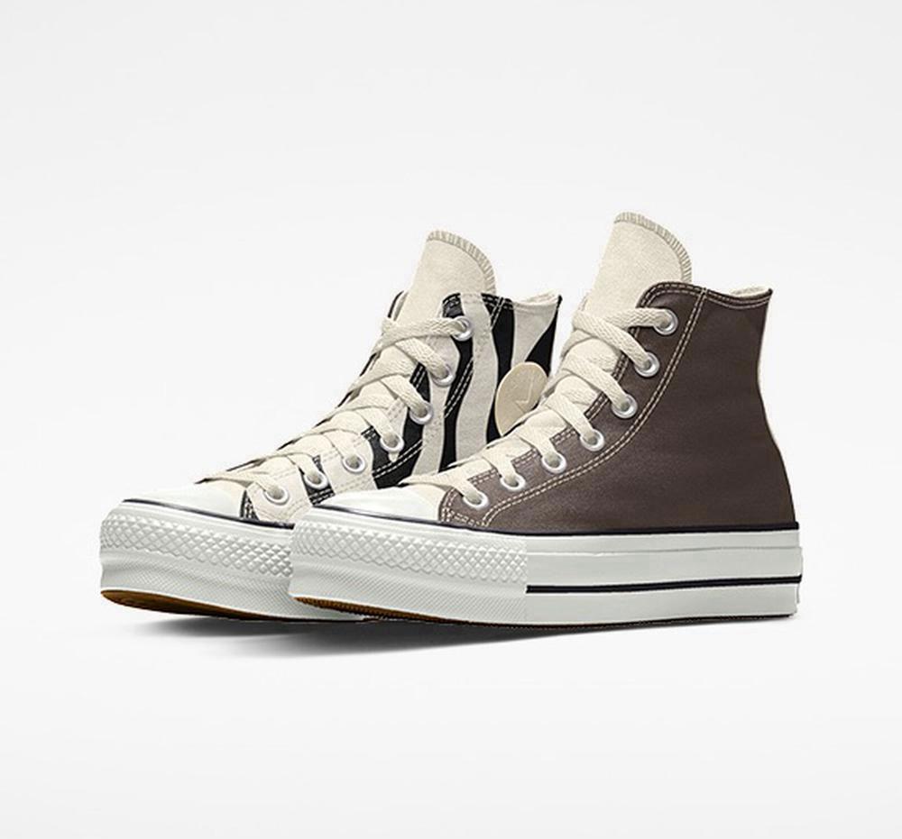 Converse Custom Chuck Taylor All Star Lift Canvas By You Unisex High Top Platform Skor Dam Svarta Vita | 713809XPG