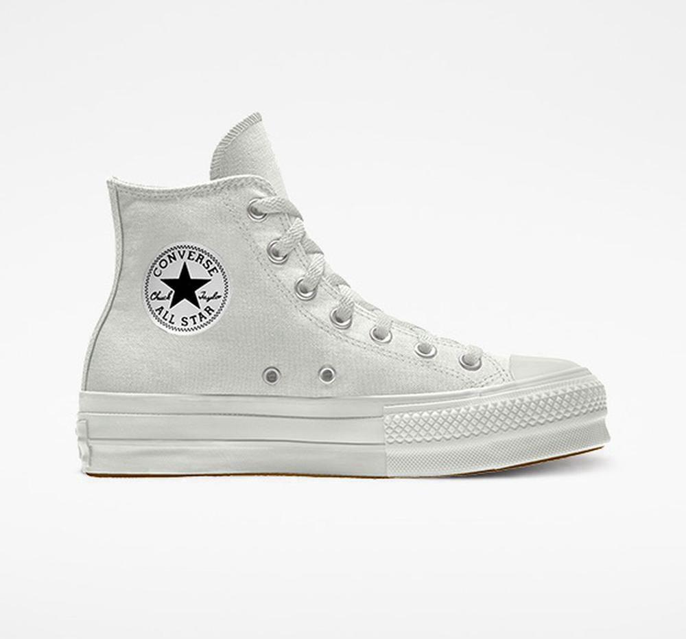 Converse Custom Chuck Taylor All Star Lift Canvas By You Unisex High Top Platform Skor Dam Grå | 849056JPU