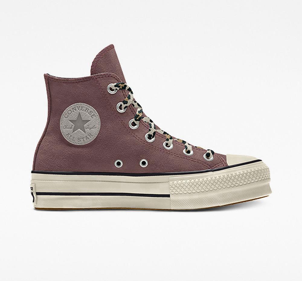 Converse Custom Chuck Taylor All Star Lift Mocka By You Unisex High Top Platform Skor Dam Grå | 957028KJU