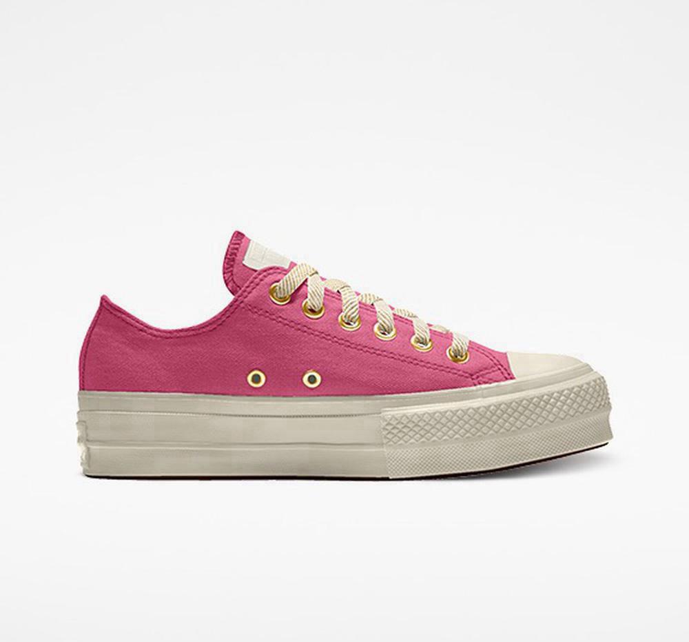 Converse Custom Chuck Taylor All Star Lift Canvas By You Unisex Low Top Platform Skor Dam Rosa | 961845XCY