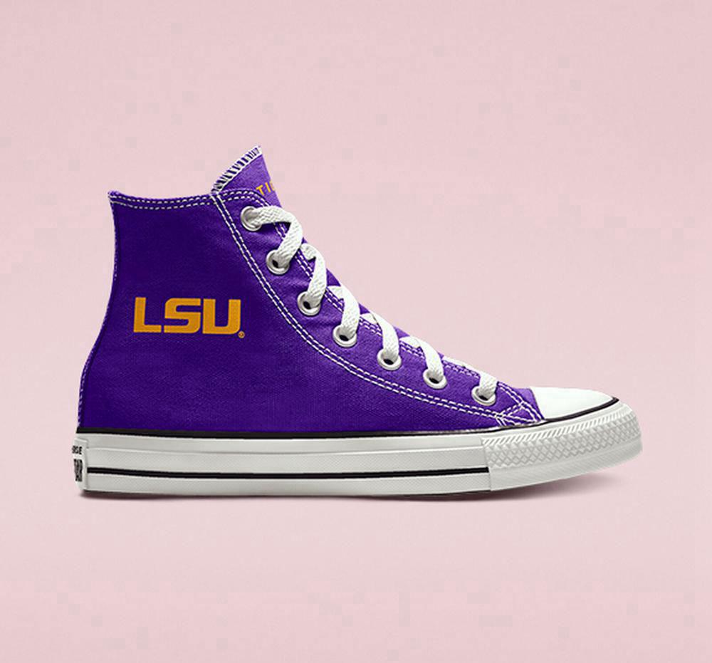 Converse Custom Chuck Taylor All Star Lsu Tigers By You Unisex Höga Herr Lila | 562138PHE