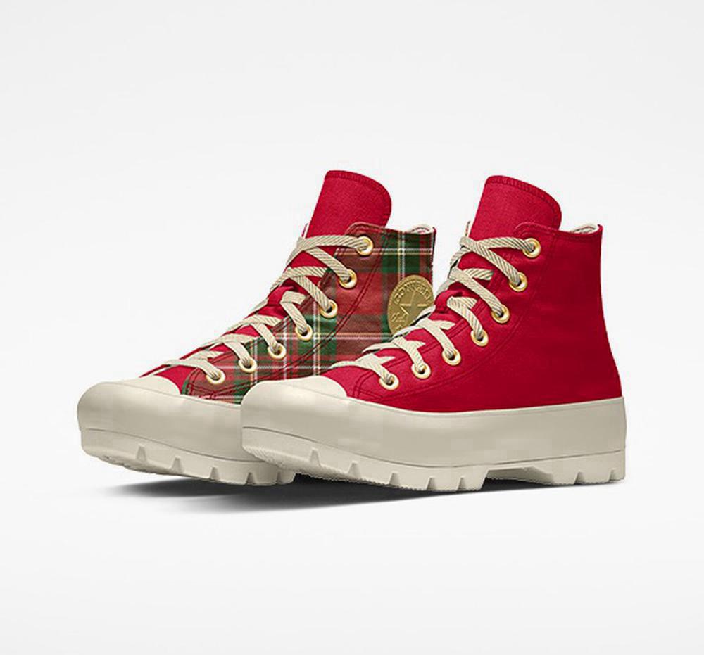 Converse Custom Chuck Taylor All Star Lugged Platform By You Unisex Höga Dam Röda | 097215WXD