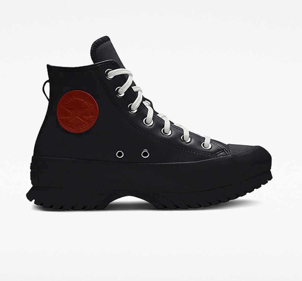 Converse Custom Chuck Taylor All Star Lugged Platform Läder By You Unisex Höga Herr Svarta | 675391AUG