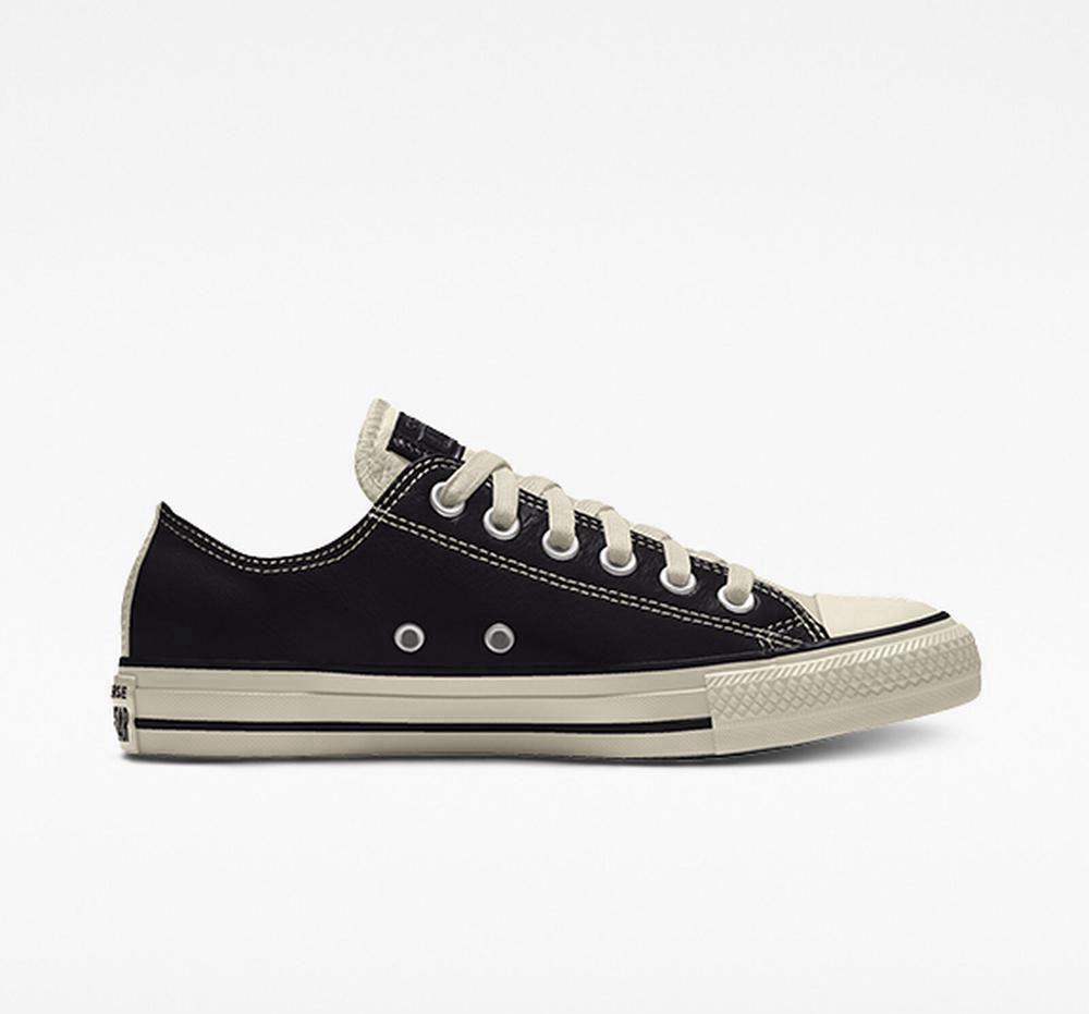 Converse Custom Chuck Taylor All Star Läder By You Unisex Låga Herr Svarta | 126935DAN