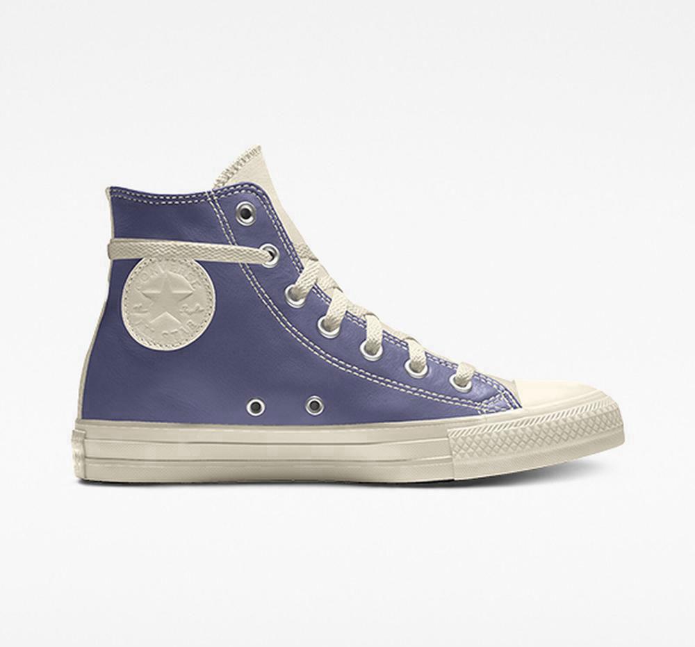 Converse Custom Chuck Taylor All Star Läder By You Unisex Höga Herr Lila | 950348XLC