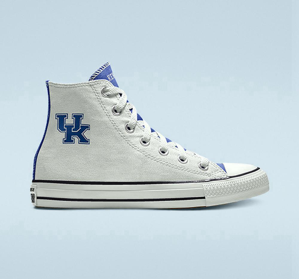 Converse Custom Chuck Taylor All Star University Of Kentucky Wildcats By You Unisex Höga Herr Vita | 548917ZYQ