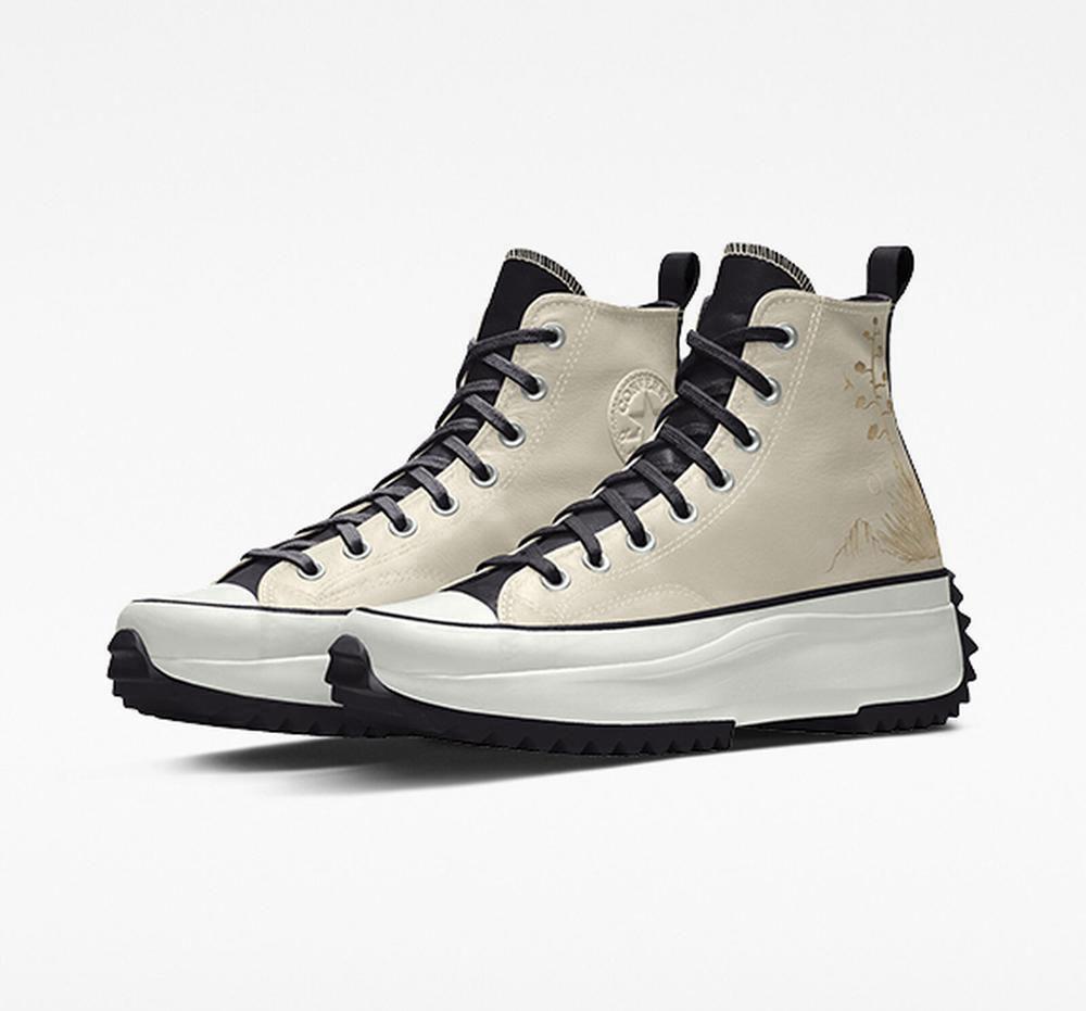 Converse Custom Run Star Hike Platform Läder By You Unisex Höga Herr Vita | 146590LQI