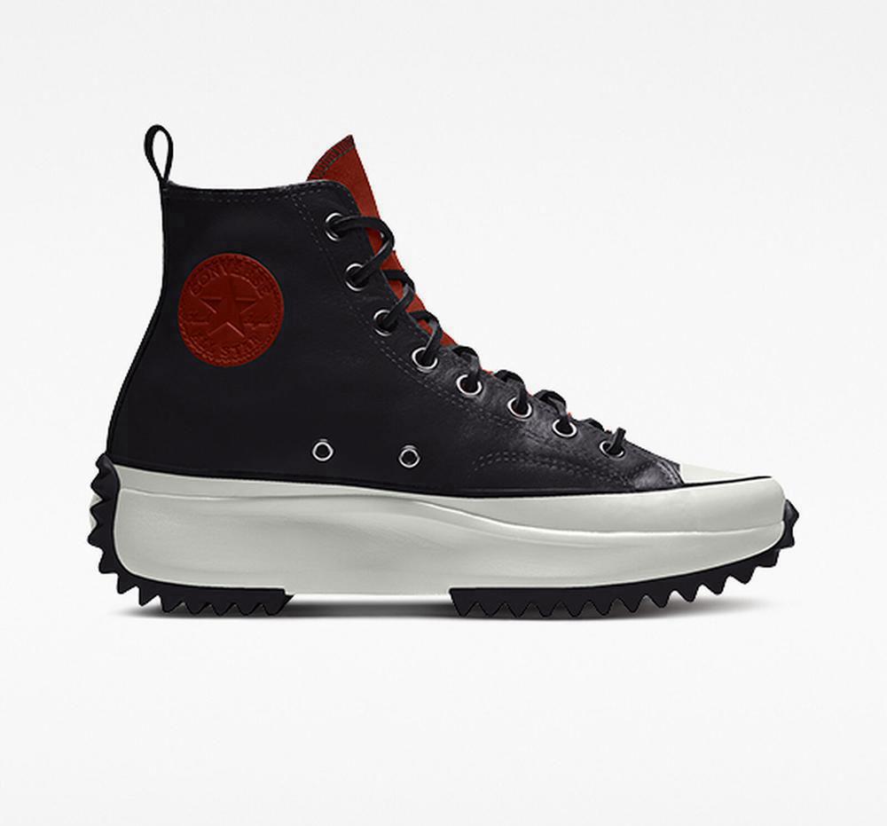 Converse Custom Run Star Hike Platform Läder By You Unisex Höga Herr Svarta | 204156DPN