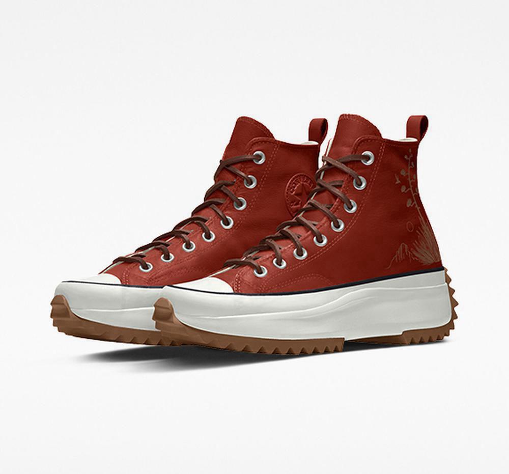 Converse Custom Run Star Hike Platform Läder By You Unisex Höga Herr Orange | 481092TPL