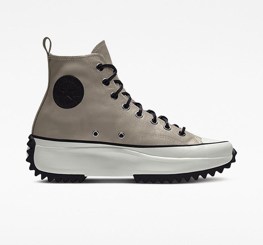 Converse Custom Run Star Hike Platform Läder By You Unisex Höga Herr Grå | 746980MHF