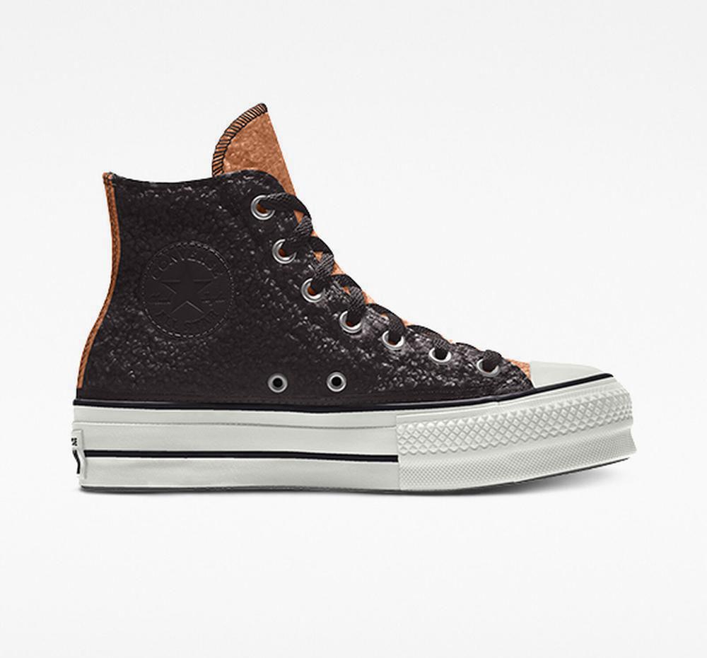 Converse Custom Sherpa Chuck Taylor All Star By You Unisex High Top Platform Skor Dam Blackgingerrose | 723146FBC