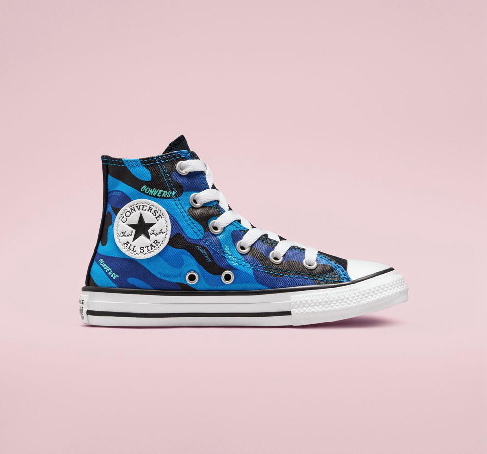 Converse Hybrid Camo Chuck Taylor All Star Little Kids Höga Pojke Blå Svarta Vita | 413029WOG