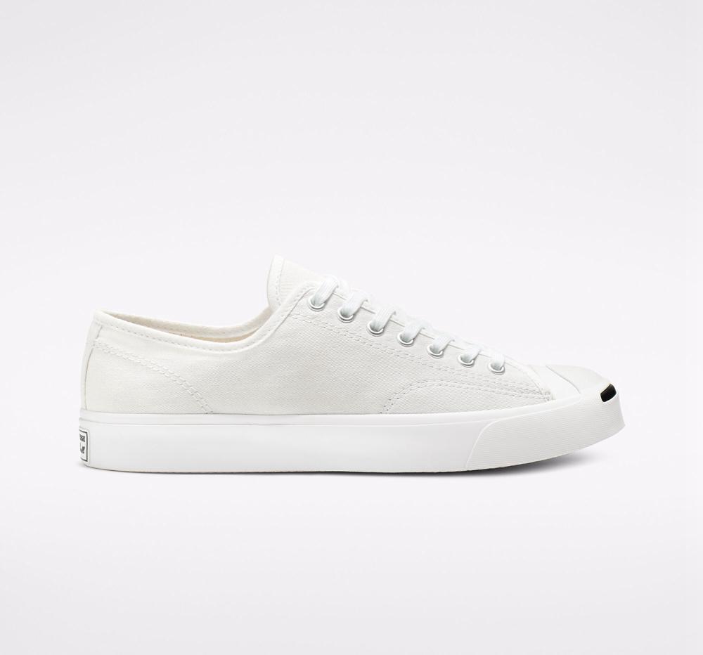Converse Jack Purcell Canvas Unisex Låga Herr Vita Vita Svarta | 307192APS