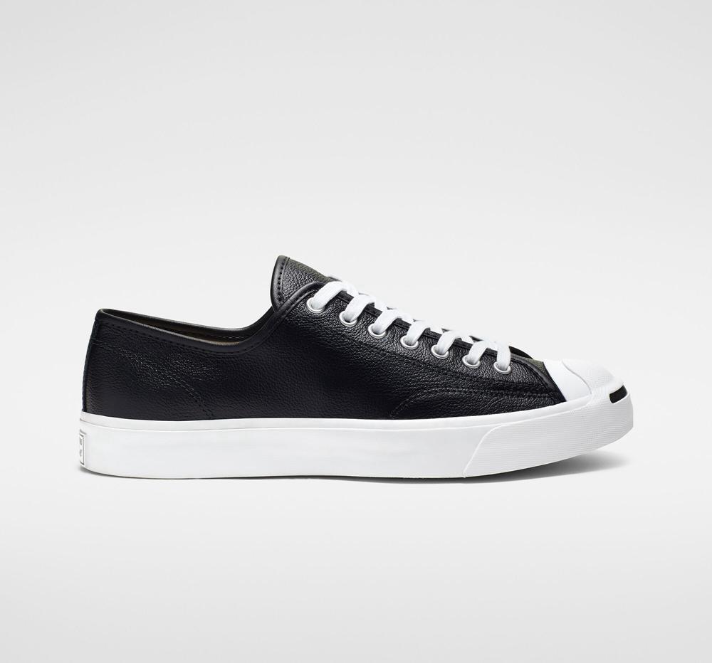 Converse Jack Purcell Läder Unisex Låga Dam Svarta Vita Vita | 581724EFL