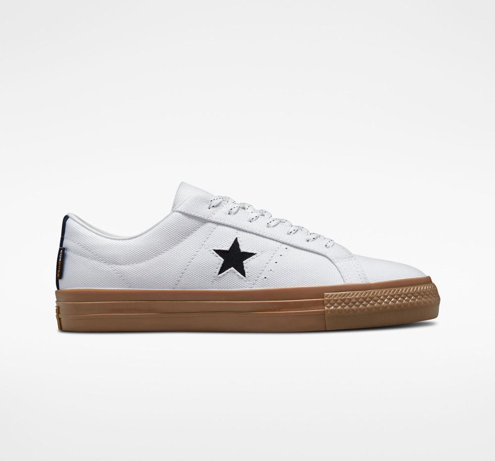 Converse One Star Pro Cordura Canvas Skate Låga Herr Vita Svarta Mörk | 781504WYD