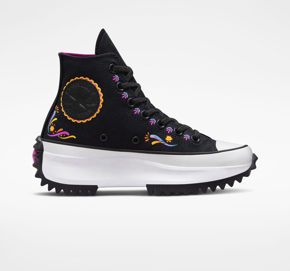 Converse Run Star Hike Platform D%C3%Ada De Muertos Unisex Höga Dam Svarta Fuchsia | 973182KZJ