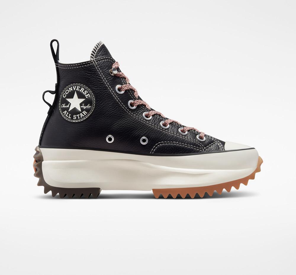 Converse Run Star Hike Platform Läder Unisex Höga Dam Svarta | 063715QXR