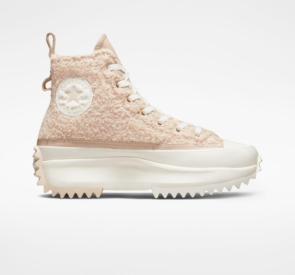 Converse Run Star Hike Sherpa Unisex High Top Platform Skor Herr Beige | 967805PVF
